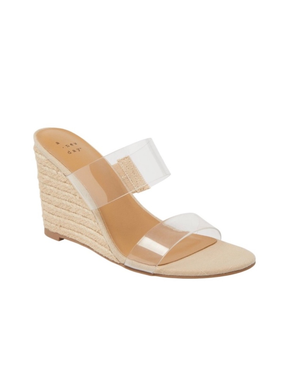 A New Day Women's Sandals with Clear Strap and Tan Base